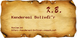 Kenderesi Bolivár névjegykártya